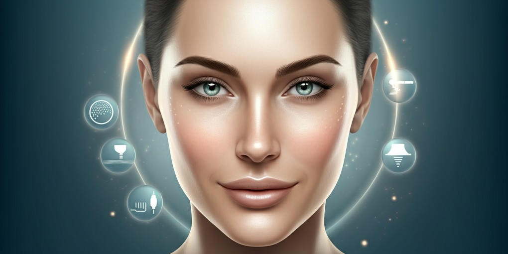 non-surgical skin tightening illustration of a woman's face with smooth skin